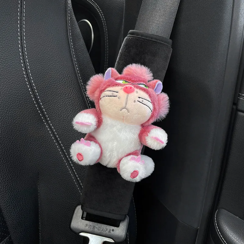 Nieuwe driekleurige autogordel schouderstuk schattige kat pop op een voertuig gemonteerde cartoon veiligheidsgordel decoratie universele auto-accessoires