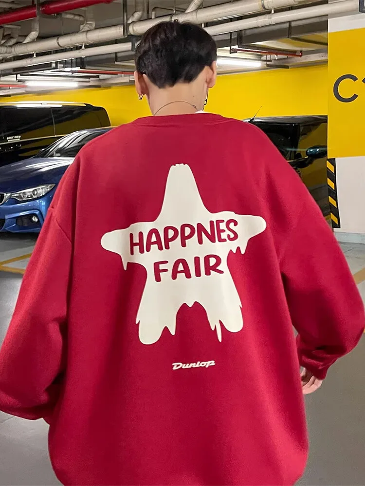 

Dragon Year Men's Oversize Hoodie Spring Autumn Sle Casual Comfortable Inner Wear Base irt Jaet American Sle Printed