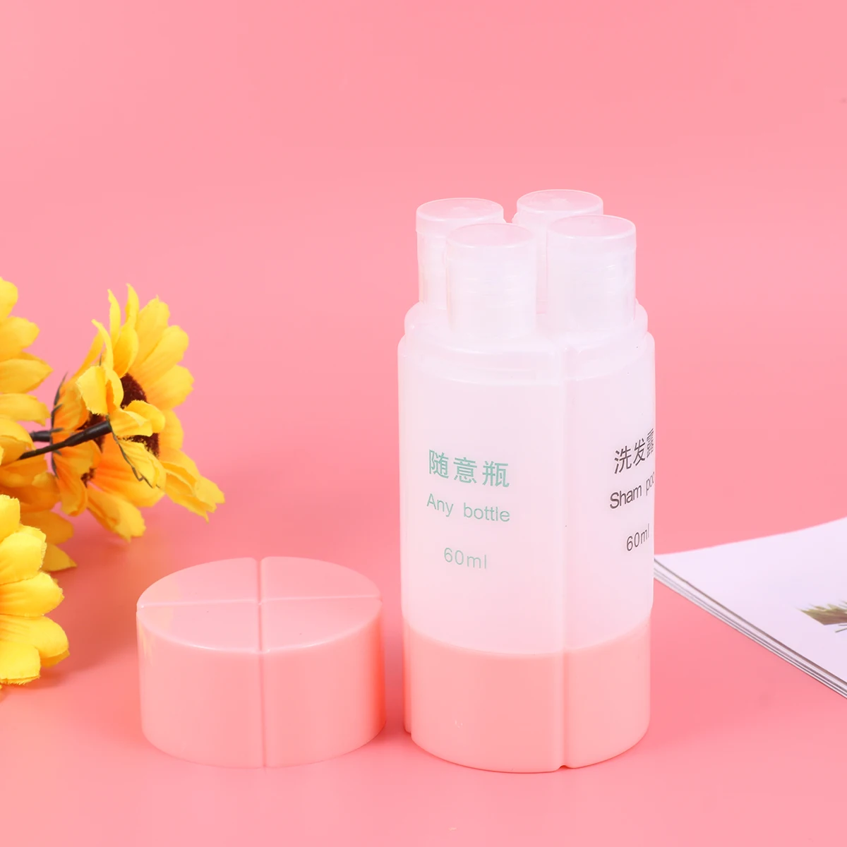 

1Pcs 60Ml 4-in-1 Refillable Travel Bottle Set PP Material Leakproof Dispensers for Lotion Soap Shampoo on Trip Camping