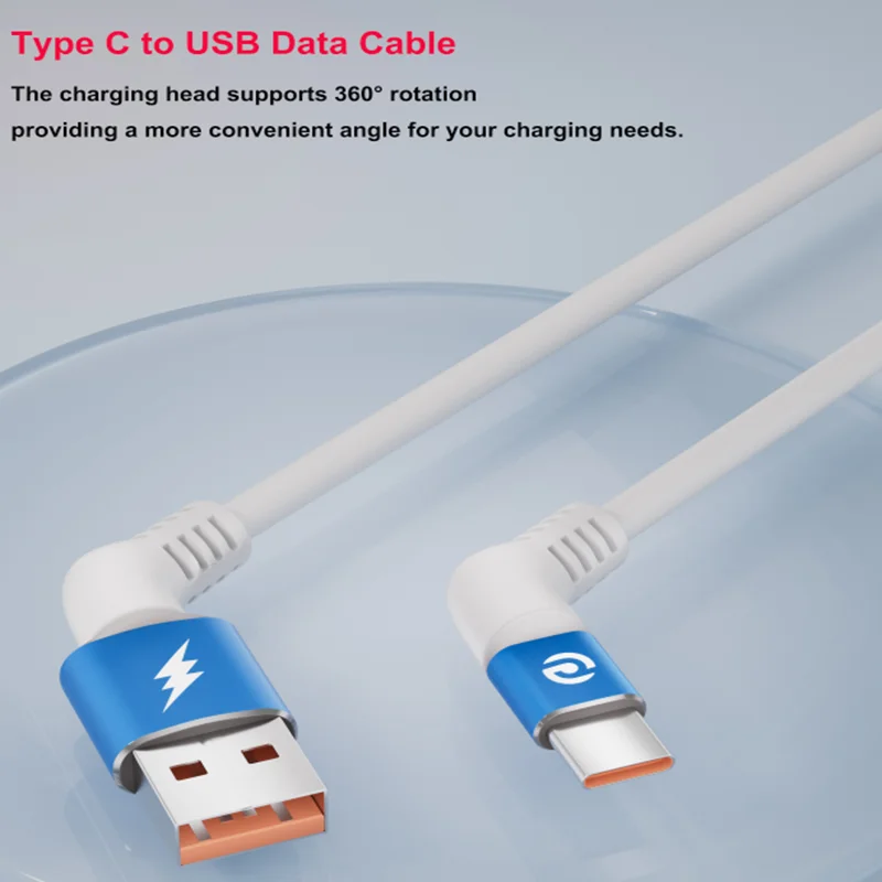 360 °   كابل USB قابل للدوران من النوع C إلى 60 وات، سلك مزامنة بيانات سريع الشحن لهاتف iPhone Samsung والكمبيوتر المحمول والكمبيوتر اللوحي