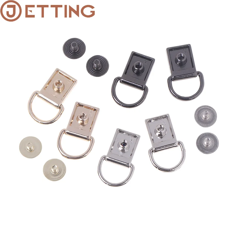 

2Pcs Metal D Ring Bag Side Connector Buckles With Screws Handbag Leather Strap Handle Chain Hook Clasp DIY Craft Accessories