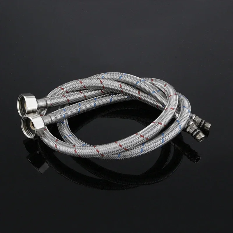 

60 Cm Faucet Hose Hot and Cold Mixer Faucet Connector Stainless Steel Water Supply Hose Connector G1/2 Nut Braid Replacement XD