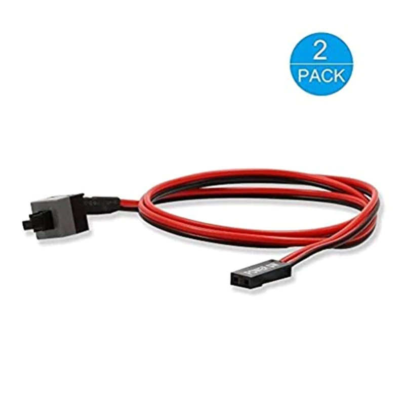 2 Gói 2 Pin SW Cáp Nguồn PC Bật/Tắt Nút Nhấn Máy Tính Dây Chuyển Đổi 50Cm
