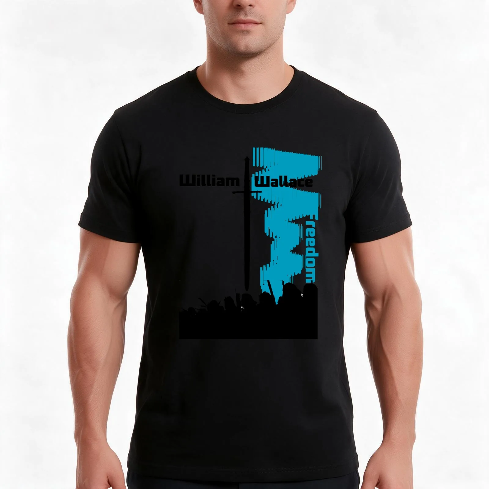 Freedom. Wallace. T-Shirt, Summer Casual Cotton Tee, Oversized Streetwear Tops, Vintage Graphic Print, Loose Fit Short Sleeve