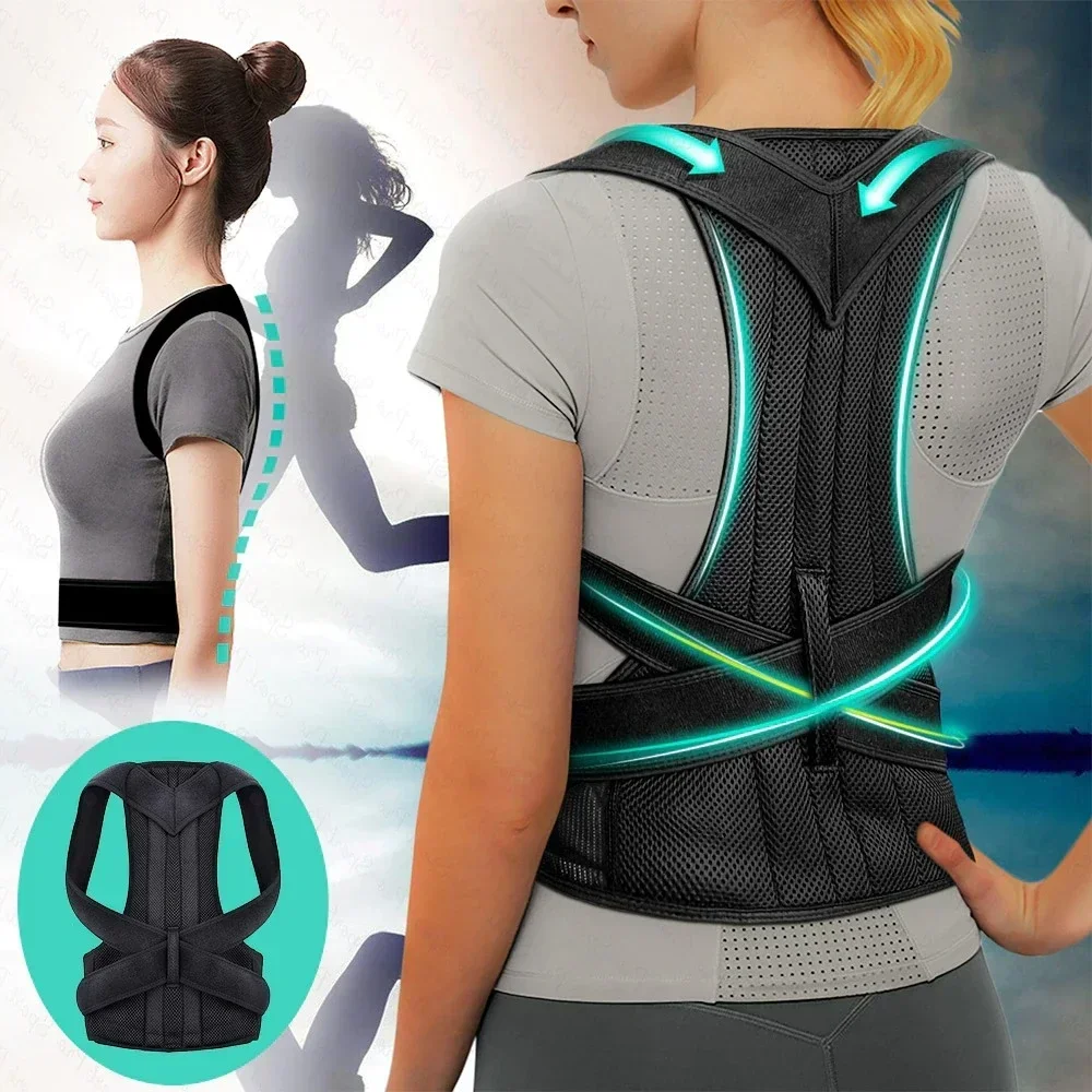 

Reinforced Belt Lumbar Column Posture Corrector Vest Adjustable Back Support Strap Shoulder Spine Brace Neck Stretcher Trainer