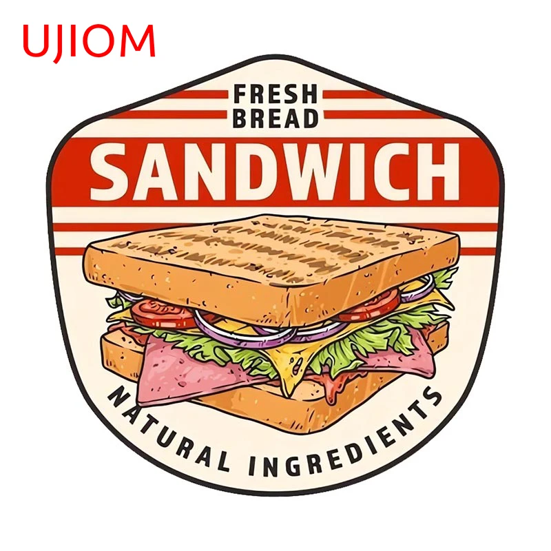 UJIOM 13cm X 12.5cm Sandwich Set Meal Wall Stickers Vinyl Waterproof Decals Living Room Kitchen Refrigerator Dress Up Switch