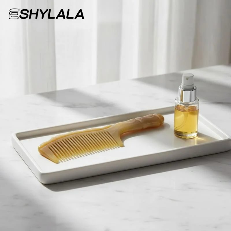 Natural Ox Horn Detangling Comb Reduces Hair Loss Gentle on Scalp Suitable for Daily Grooming and Styling