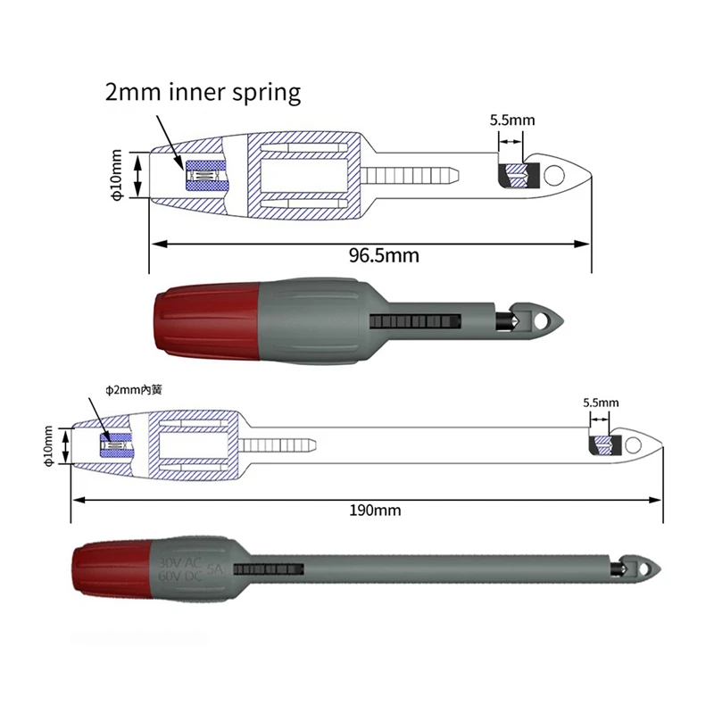 Power Test Kit Heavy Duty Wire Threading Probe Insulated Wire Threading Clip Kit Break-Free Test Hook Alligator Clip