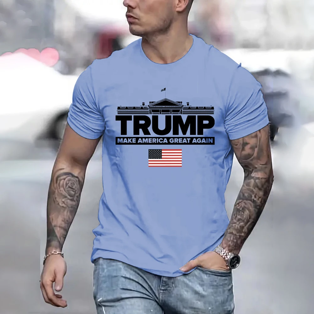 2024 Trump Make America Great Letter Print T-shirt Bandiera USA Stampa grafica T-shirt a maniche corte T-shirt della campagna americana Abbigliamento