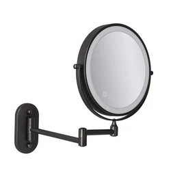 8 Inch Black Wall Mounted Makeup LED Mirror 3X-10X Magnifying USB Charing Double Side Bathroom Smart Shaving Cosmetic Mirror