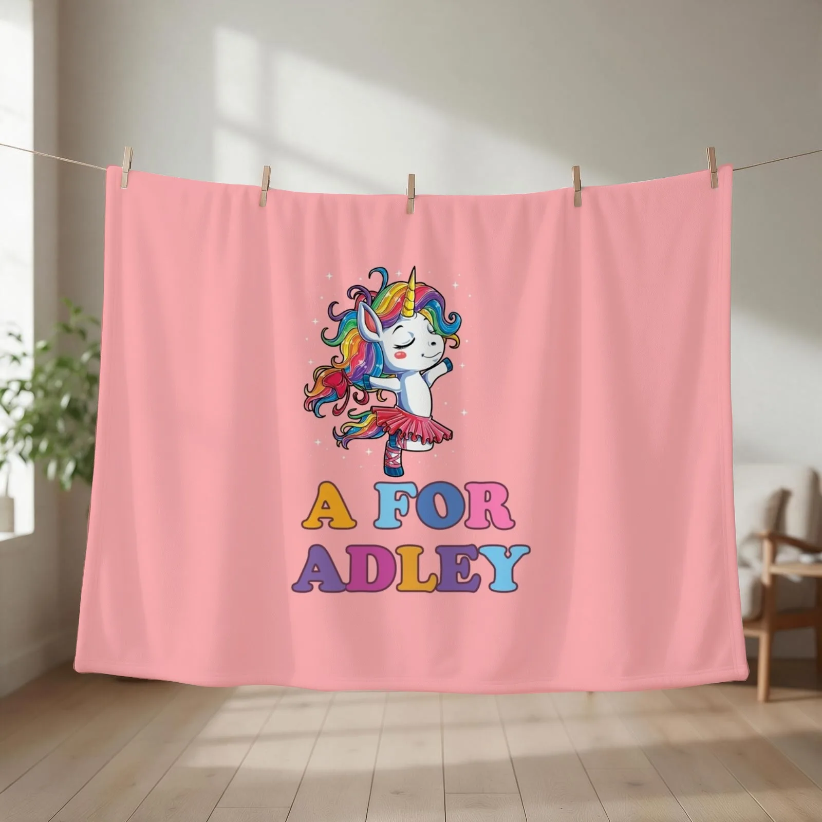 Adley's Playspace: A For Adley Unicorn Dancing Cute Throw Blanket Cute Luxury Designer warm winter Cute Plaid Blankets