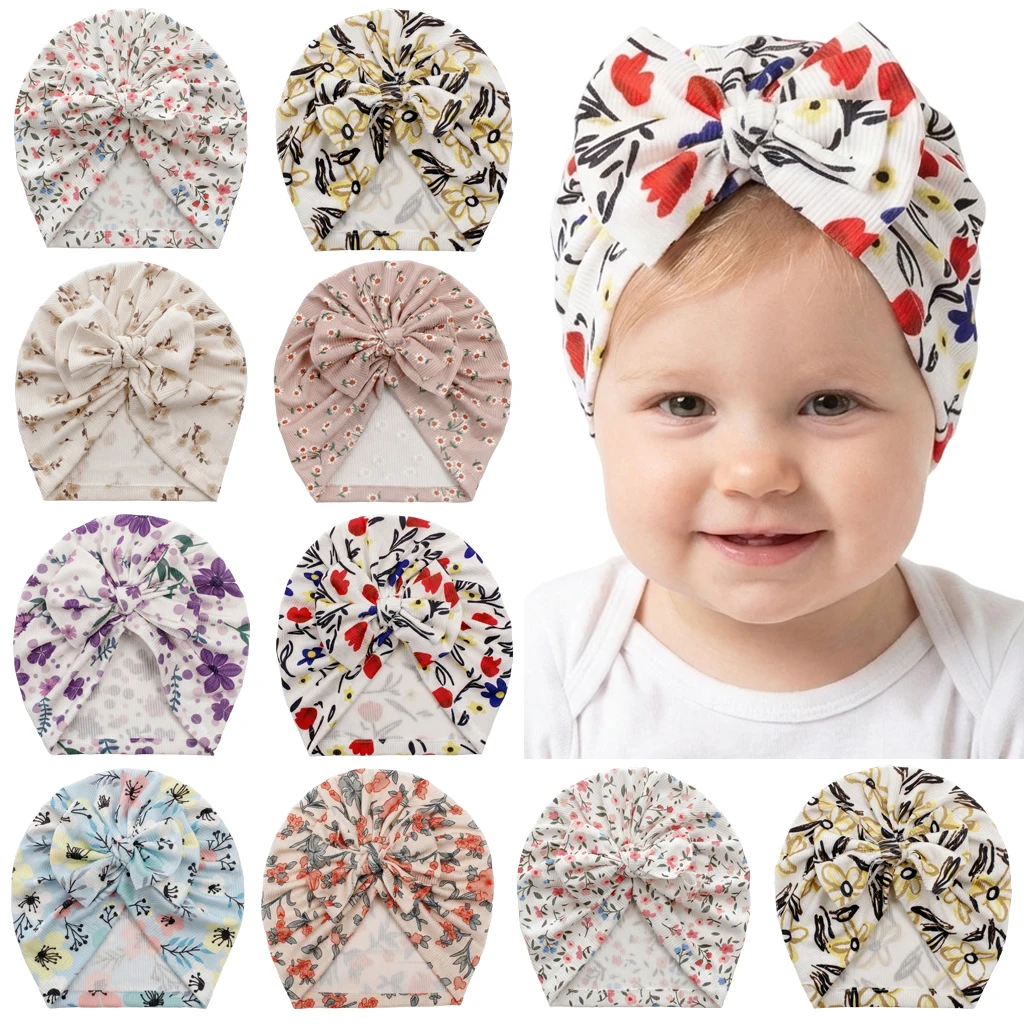 

New European and American Style Baby Bow Hat, Lightweight Creative Print Girls' Hat, Lightweight Baby Hat