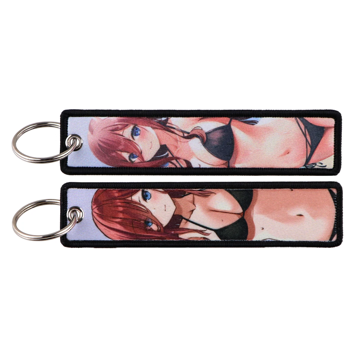 Anime Key Tag Summer Swimsuit Embroidery Key Ring For Motorcycles Cars Bag Backpack Chaveiro Embroidery Key Fobs Fashion Gifts