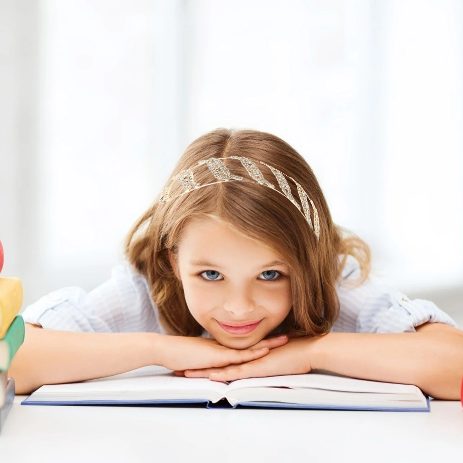 2 Pcs Pearl Headband Party Rhinestone Headdress Sparkly Hairband Jeweled Crystal Tiara