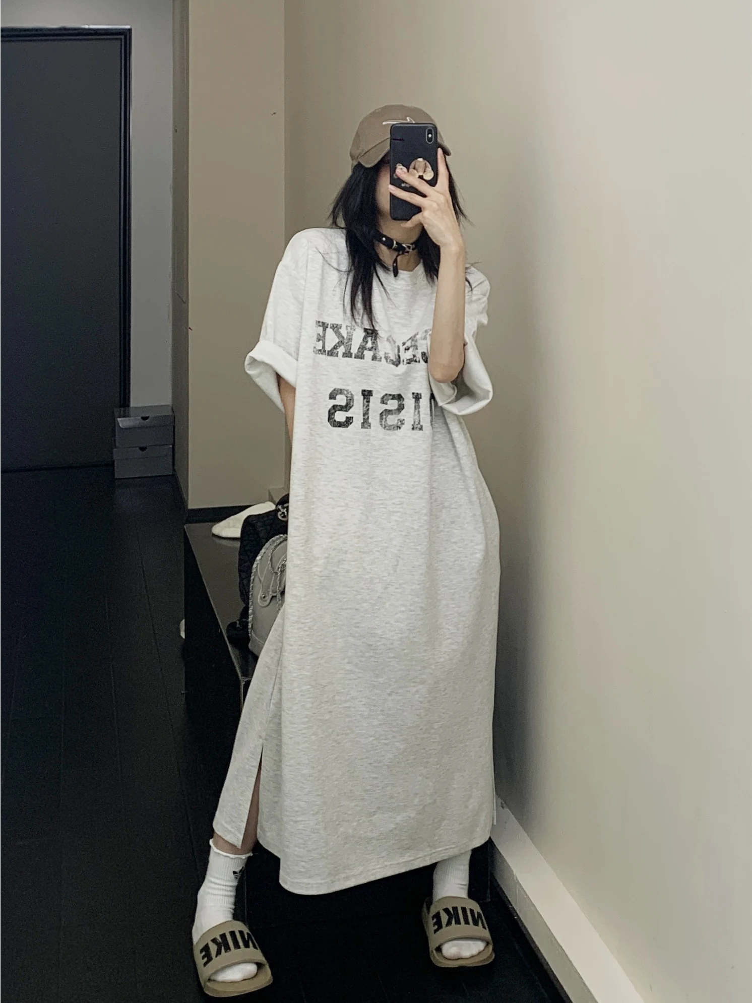 

Feichaiyoulaile шикарная длинная футболка большого размера Dr, женская летняя новая простая повседневная футболка с принтом из хлопка и полиэстера Dr