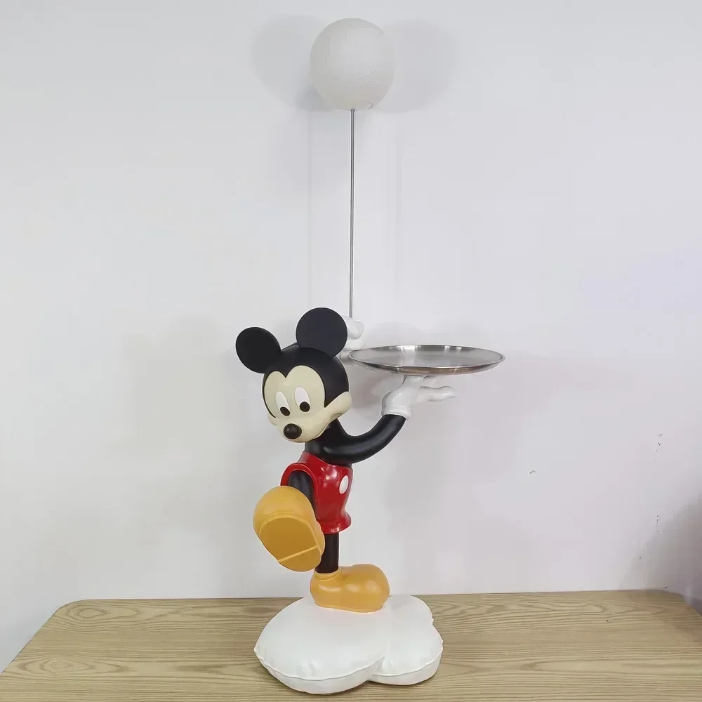 

Mickey Mouse Tray LED Light Decoration Creative Living Room 108cm Resin Statue Home Decoration Disney Birthday Christmas Gift
