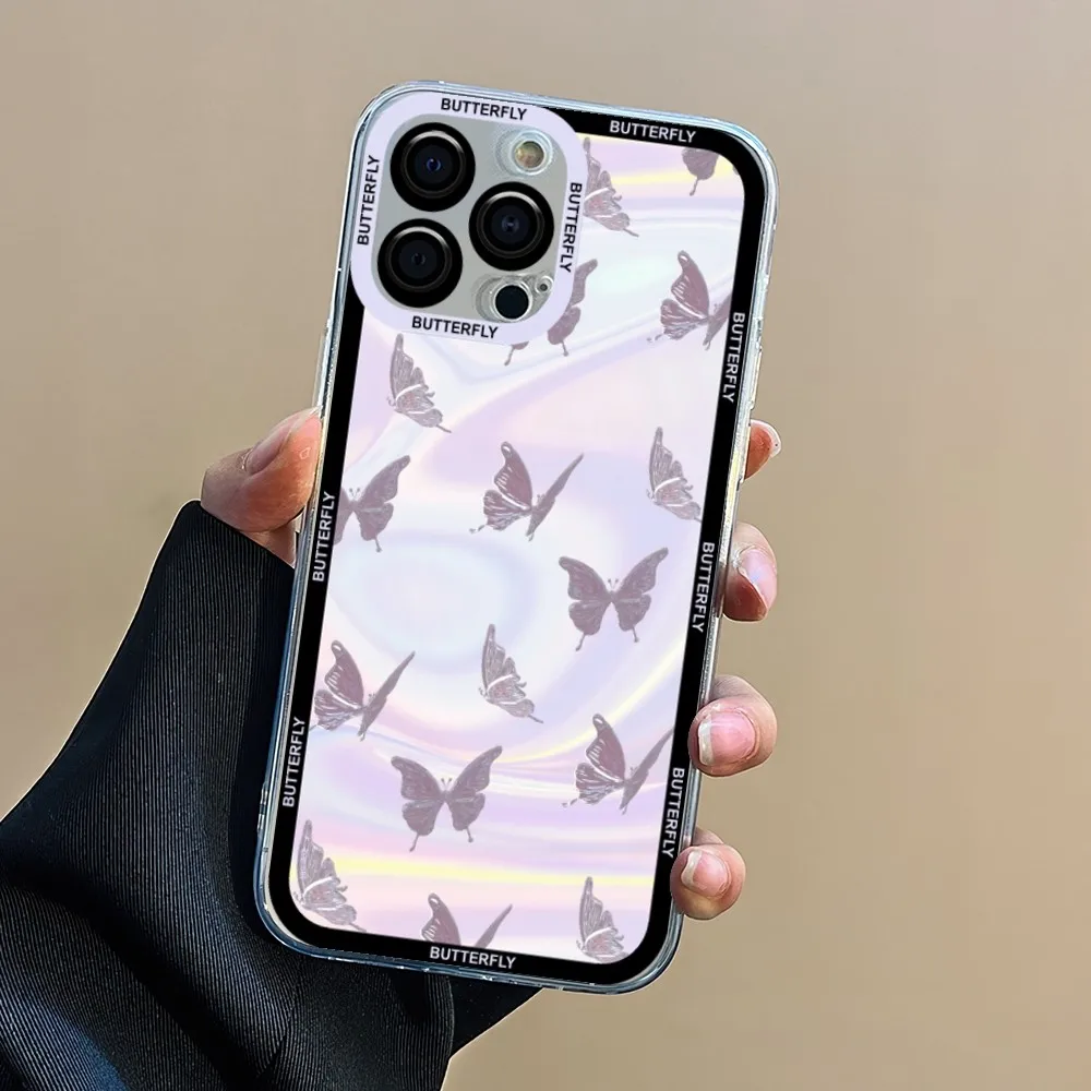 Butterfly beauty  Phone Case For Samsung S 23 22 21 20 ultra plus lite Transparent Shell image 5