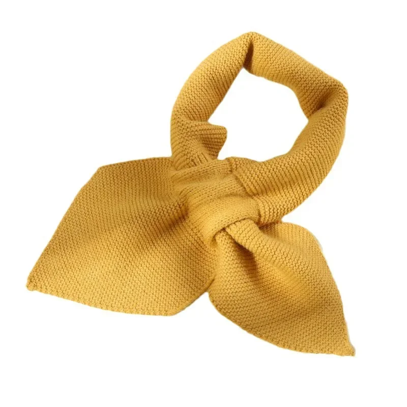 Korean Fashion Women Bowknot Cross Knitted Ring Neck Scarves Female Autumn Winter Solid Color Elastic Soft Plush Wool Warm Scarf