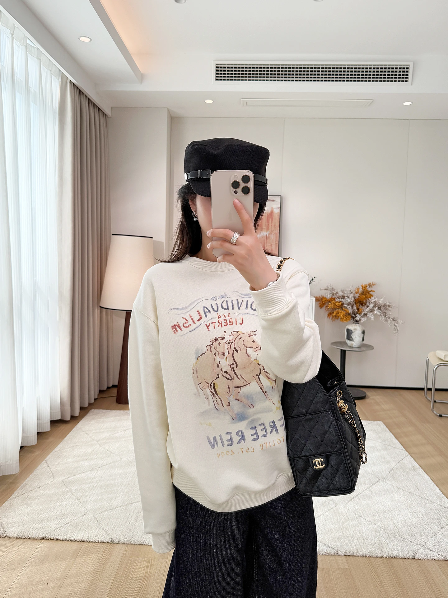 

Белый свитшот из чистого хлопка с принтом, женский, свободного кроя, с длинными рукавами, тонкий, утягивающий, с круглым вырезом, повседневный, весенний, модный