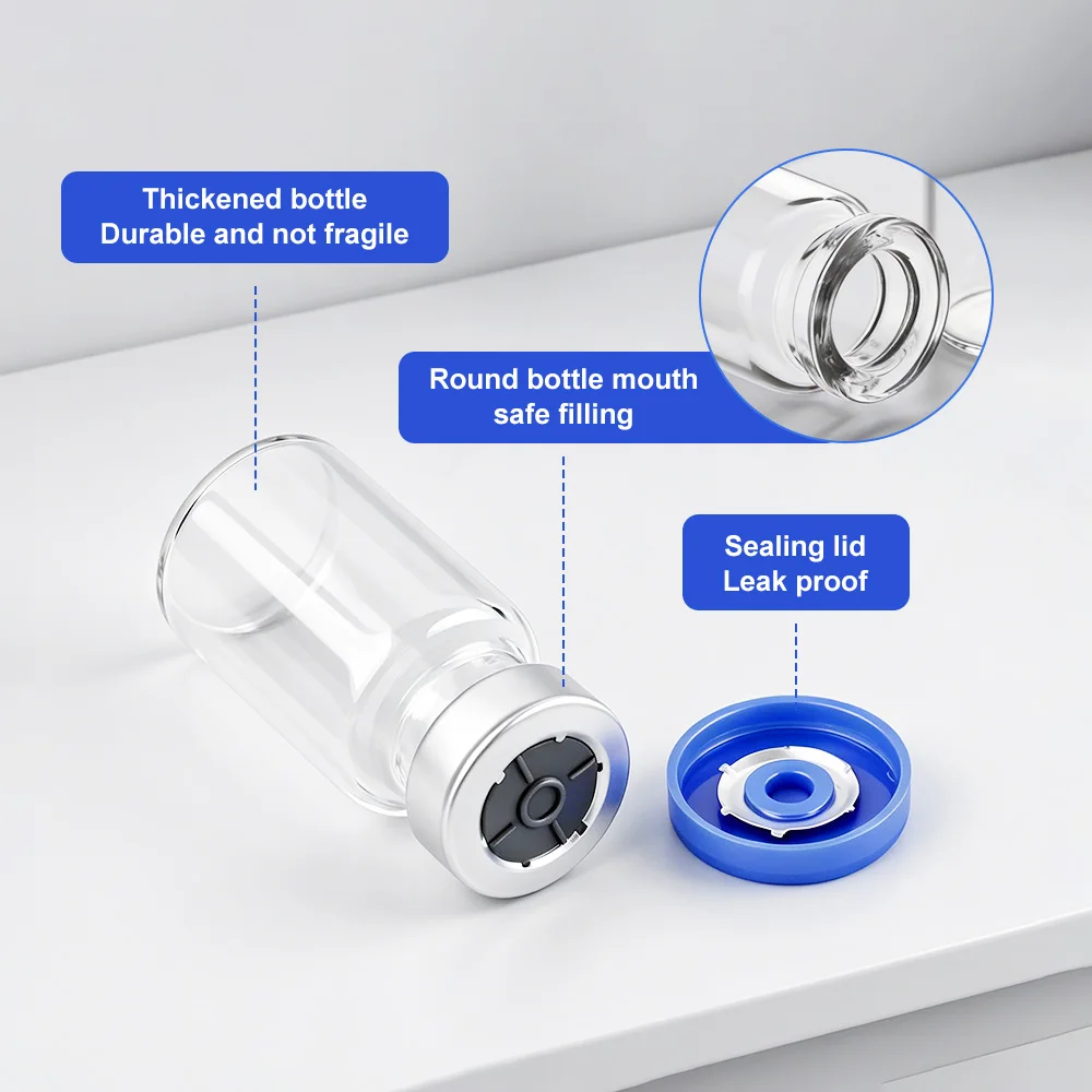 3/5/7/10ml Sterile Glasfläschchen mit Gummistopfen und Gratfreiem Aluminium-Kunststoff-Verschluss, mit Aufbewahrungsbox, Steril Verpackt – Detail 7