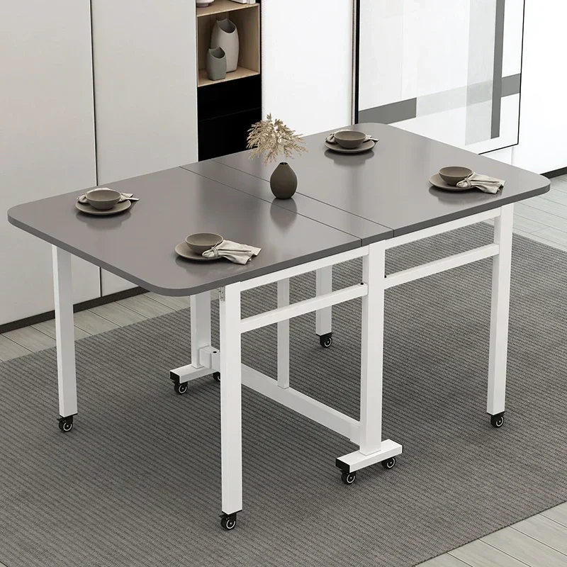 &Modern Nordic Mobile Kitchen Dining Tables Set Wood Foldable Dining Tables Luxury Outdoor Coffee Restaurant Muebles Furniture