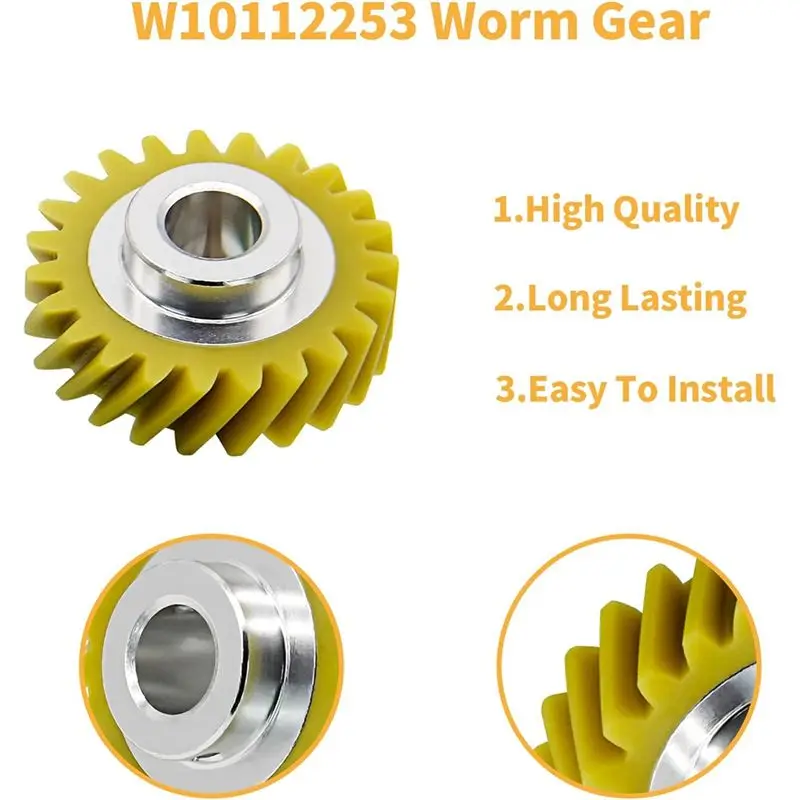 A69X-W10112253 Mixer Worm Gear & W10380496 Carbon Brushes Yellow Metal For Whirlpool & Kitchenaid Mixer Number 4162897 view 4