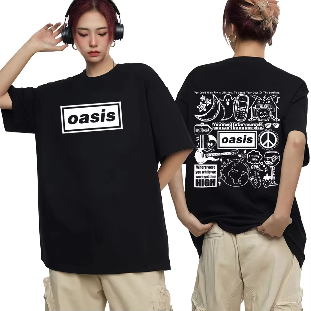 

British Rock Band O-Oasis Live 25 Tour T Shirt Men's Women Oversized T-shirts Cotton Short Sleeve O-Neck Harajuku Style T-shirts