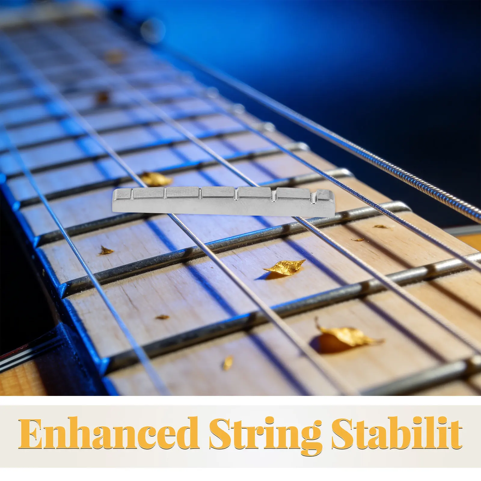 Titanium Alloy Pre-Slotted Guitar Nut 1.69 Flat Bottom for St Electric Bass Replacement Enhanced String Stability Guitar Nut view 5