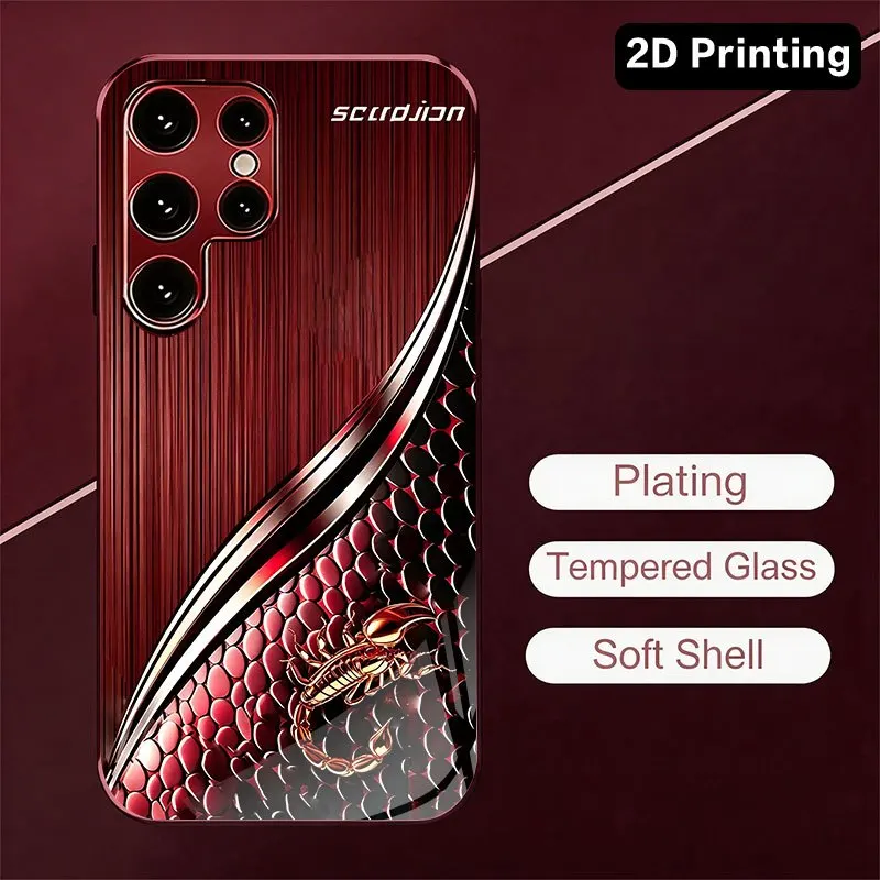 Redwood snake pattern scorpion s26 ultra case s25 ultra Glass phone case for Samsung Galaxy s26/s25/s24/s23/s22/s21Ultra FE Plus