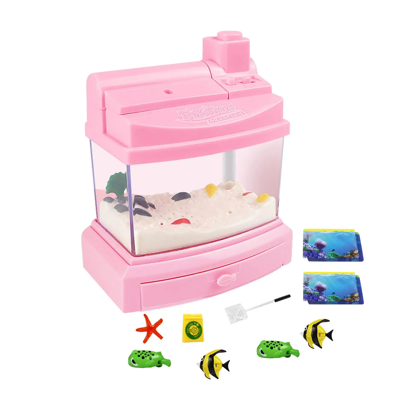 Artificial Fish Tank Toy Fishing Kid Decor Aquarium Lamp Children's Fish Tank Mini Aquarium for Kids Girls Boys Birthday Gifts