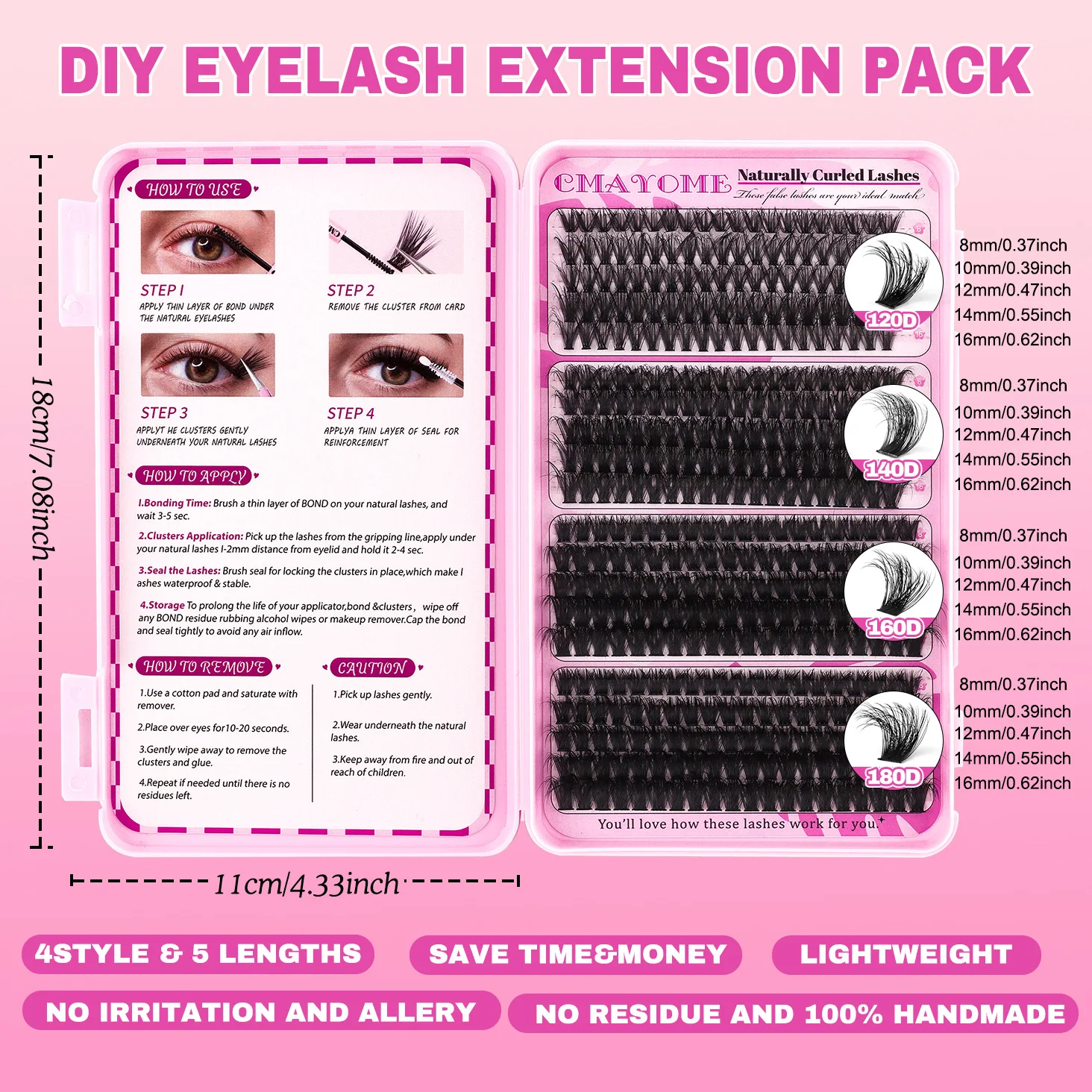 Heißer Verkauf Große Kapazität Einreihige Riemen Anleitung Buch Natürliche Dicke 120D-180D Gefälschte Wimpern Buch Kit