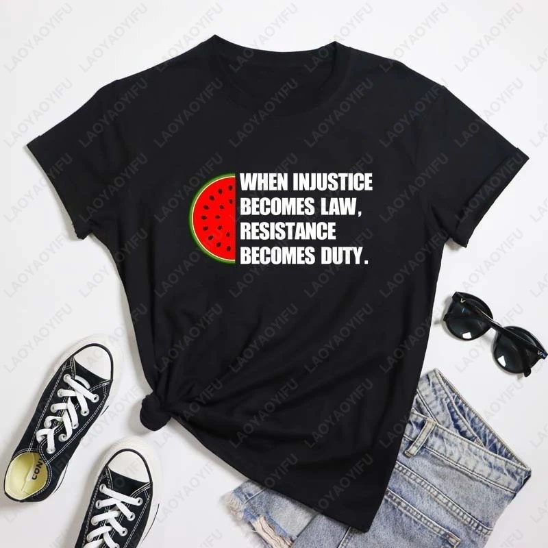 Quand l'infiction devient la loi T-Shirt à la mode droits humains haut impertinable unisexe ce n'est pas une pastèque coton mignon T-Shirt femme