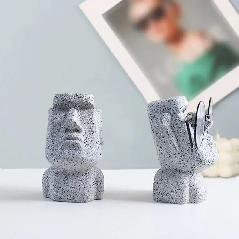 Convenient Glasses Storage Creative Stone Figure Glasses Holder - Decorative Display Stand. Ideal Desktop Portrait Decoration