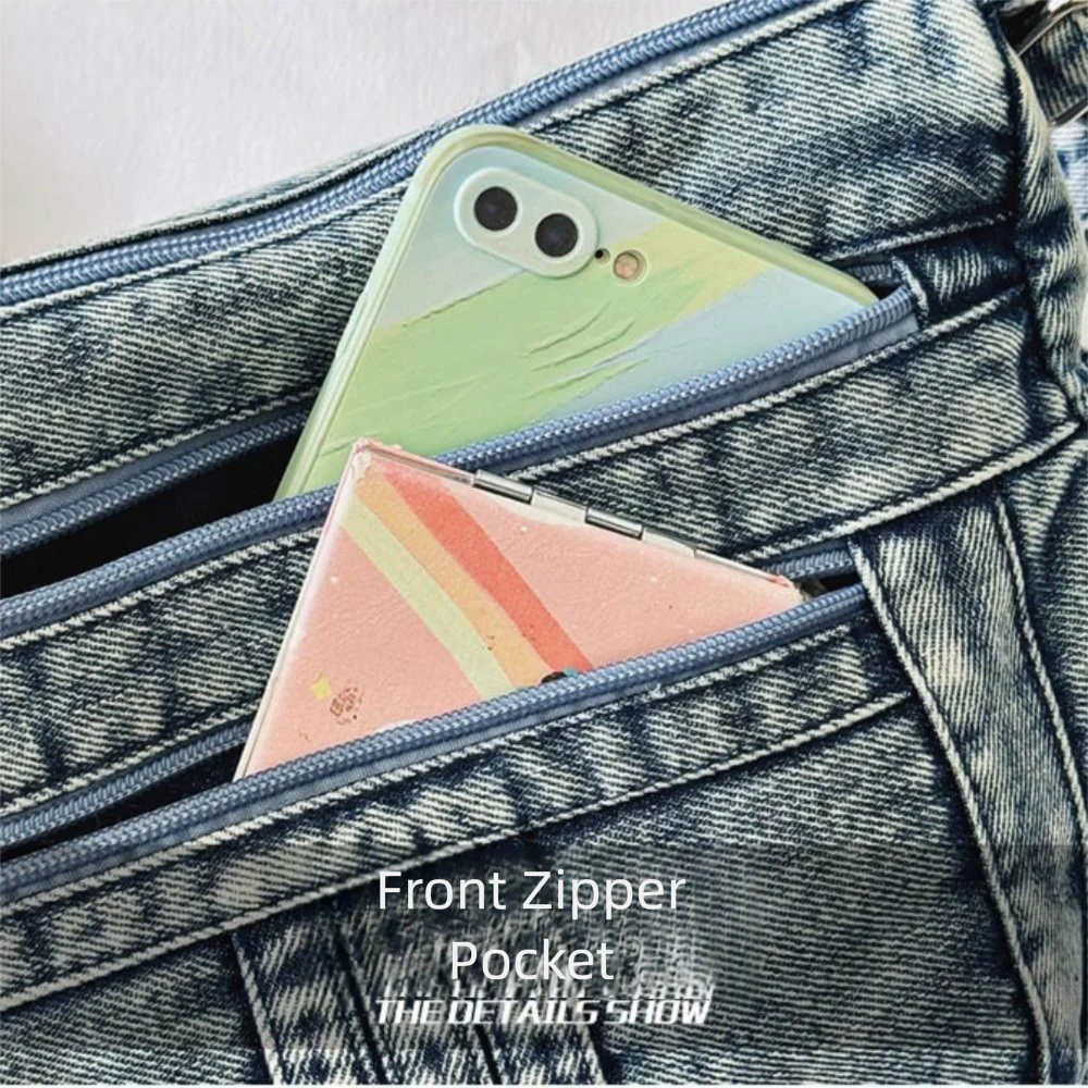 

Retro Denim Cowboy Crossbody Bag High Capacity Vintage Women'S Armpit Bag Adjustable Strap Zipper Lady Handbag Women