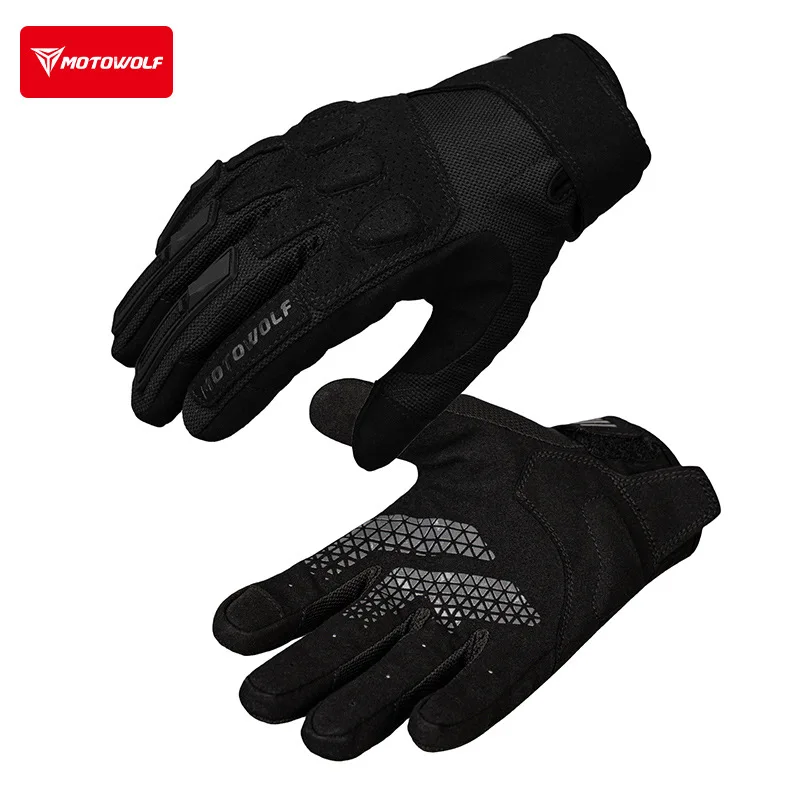 Motowolf Motorcycle Gloves Summer Breathable Lightweight Motorbike Riding Gloves Touch Screen Anti Slip Full Finger for Men