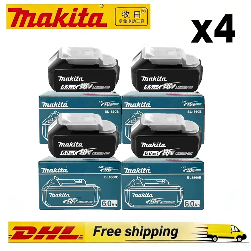 Batterie d'origine Makita BL1860 6Ah pour outils électriques, remplacement Li-ion LXT BL1850 BL1840 pour tournevis 18V avec BMS, batterie 18V