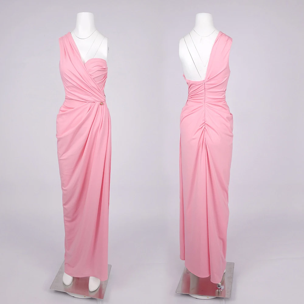 Luksusowa sukienka maxi z jednym ramieniem, falbanami, wysokim rozcięciem, dopasowana, seksowna, elegancka sukienka koktajlowa, na wesele, przyjęcie, urodziny, wieczorowa.