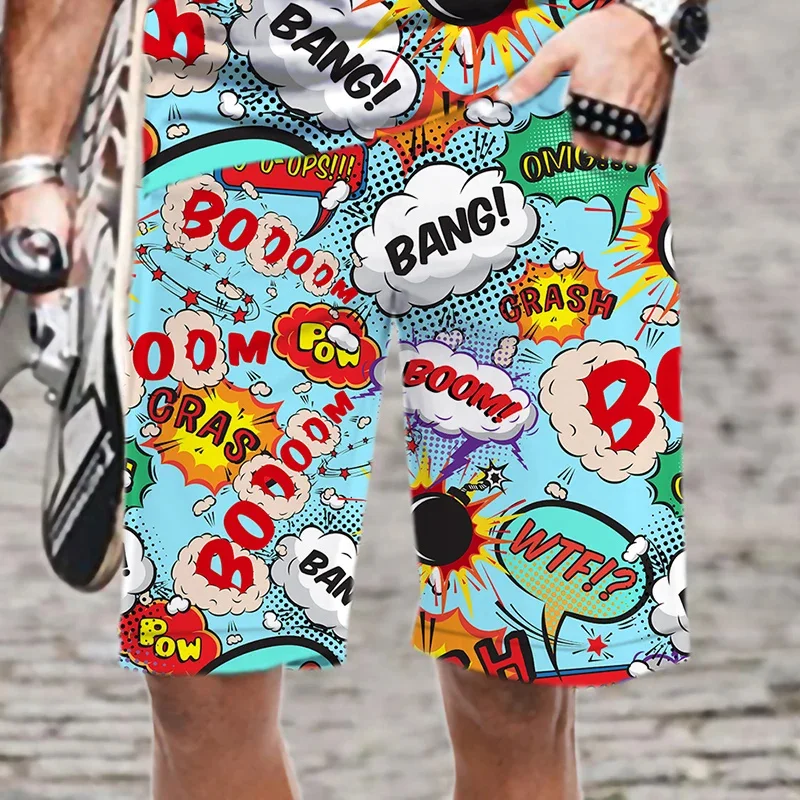 Pantalones cortos de playa con estampado 3D para hombre, Shorts de tablero gráfico, estilo Bang, Harajuku, Y2k, Verano