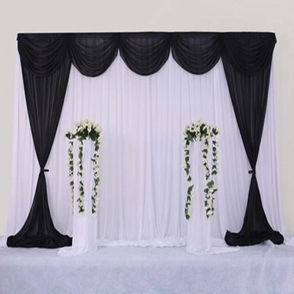 3Mx6M Backdrop With Sequins Swags Wedding Backcloth With Sequins Swags Party Curtain Wedding Party Stage Celebration Background