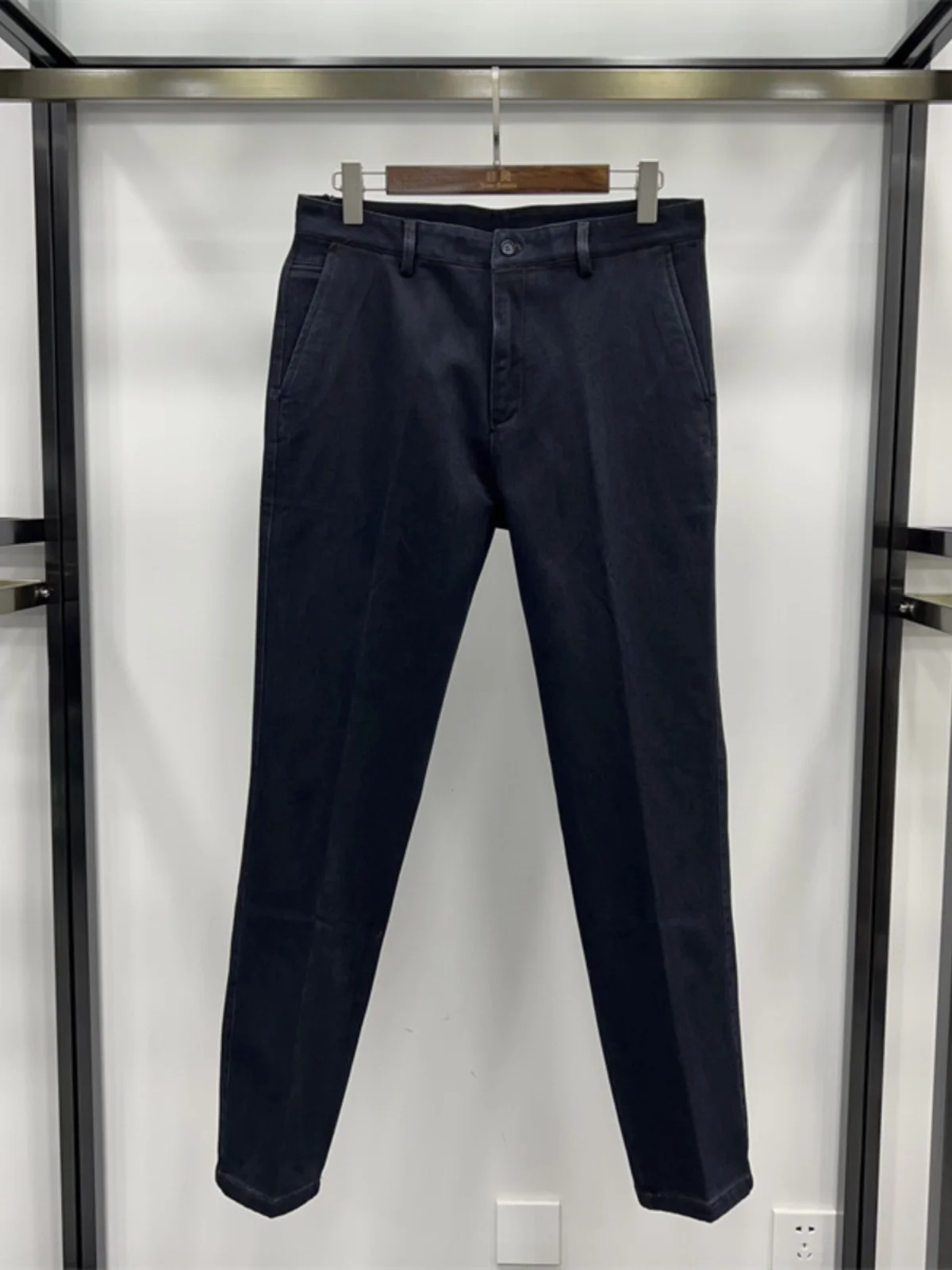 

Мужские джинсы свободного кроя, эластичные, синие, повседневные, длинные брюки, зимняя утепленная версия, прямые штанины, темно-синие, из полиэстера и хлопка