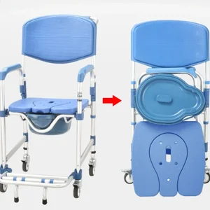 مقعد مرحاض قابل للطي دوار متحرك ، كرسي تمريض لكبار السن ، كرسي متحرك للمعاقين ، نظافة مريحة أفضل 10 مبيعات للكراسي المتحركة المستعملة - رقم 6
