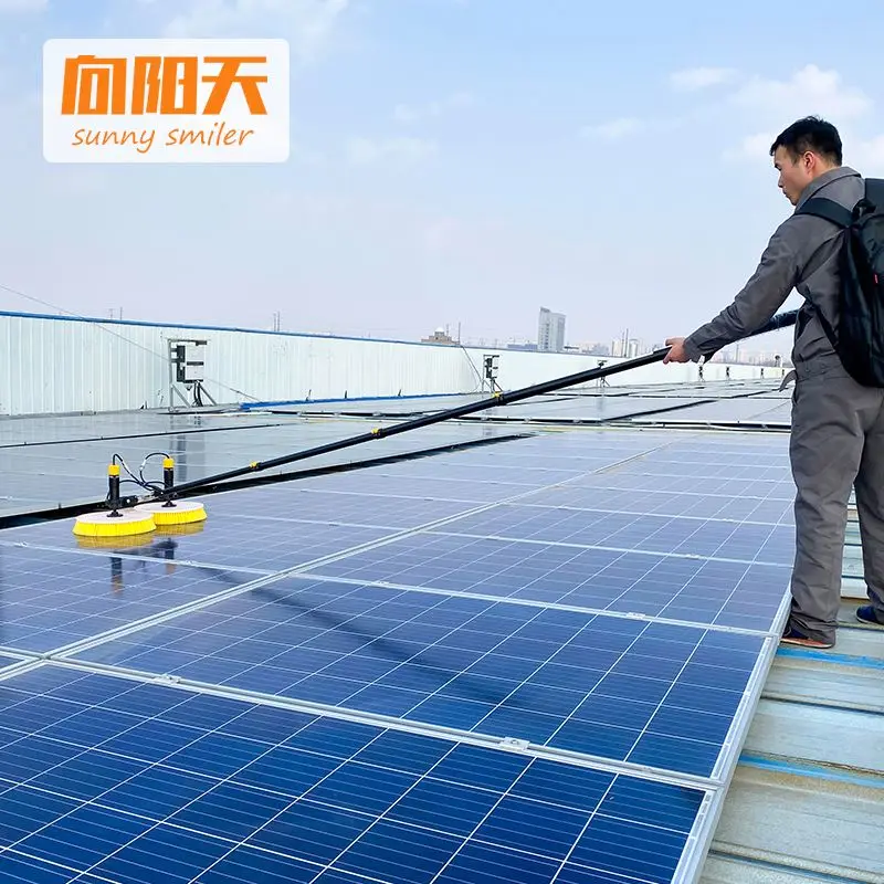 x4Double head cleaning brush with water spray 7.5m Solar Panel Cleaning Robots for Sale Roof photovoltaic electric  tool