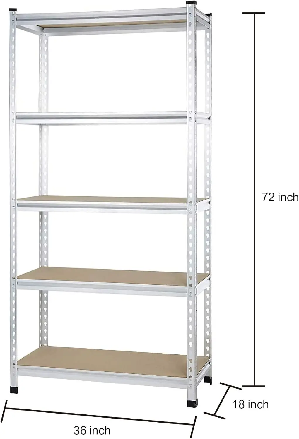 Amazon Basics Medium Duty Storage Shelving Double Post Press Board 5 tier Shelf, Aluminum, 36 x 18 x 72