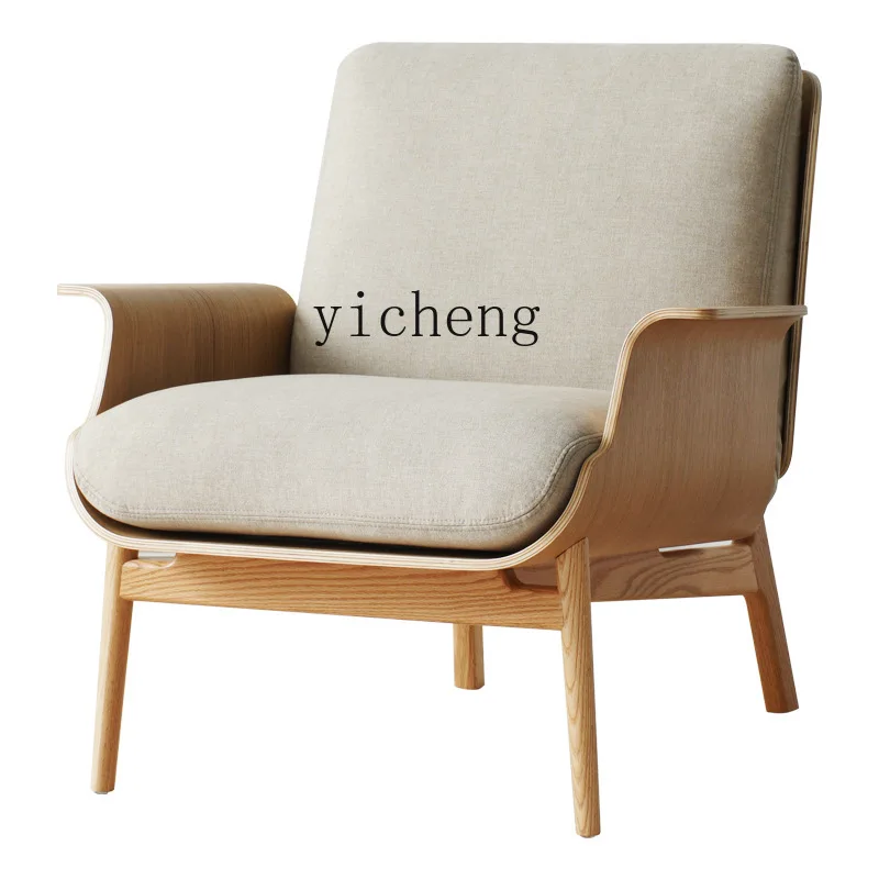 

ZC Single-Seat Sofa Chair Solid Wood Leisure Designer Chair Living Room Fabric Craft Backrest Office Study Chair