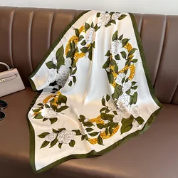 Fashion Scarves Women Square Shawl Floral Print Silk Hijab Foulard Female Bandana 70*70cm Luxury Brand Scarfs for Ladies