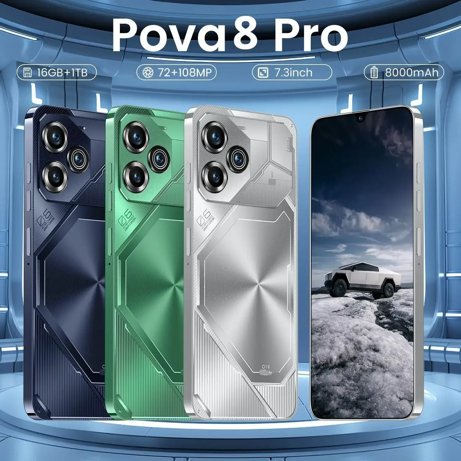 Mobile Phones Pavo8 Pro 7.3 HD Screen SmartPhone Original 5G Dual Sim Celular Android Unlocked Cell Phone Global Version