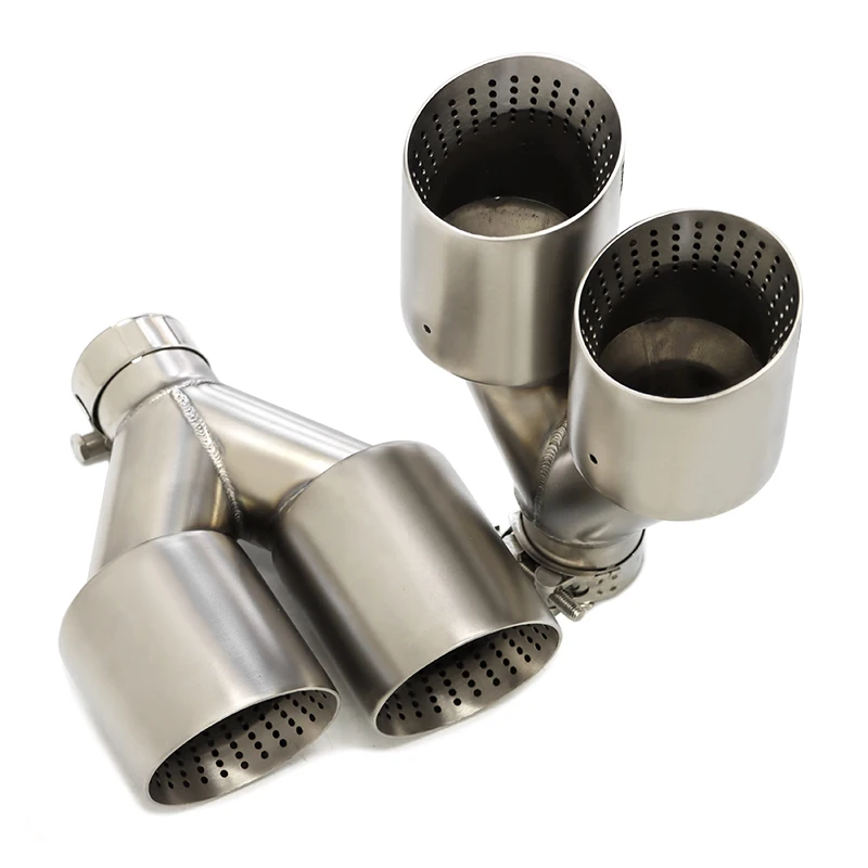 1Pcs Double Matte Stainless Steel Car Muffler Tip Exhaust Tip System Pipe Universal Exhaust Tip 60MM 63mm GTI MK7 Golf7 Nozzle