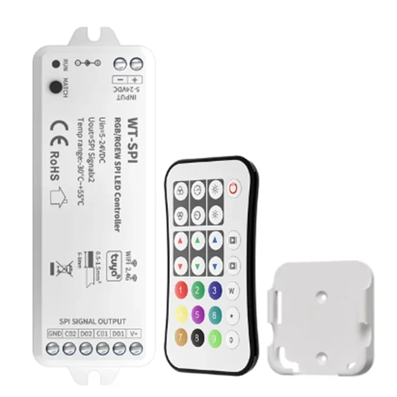 Tuya SPI RGB/RGBW Pixels LED Controller WIFI 2.4Ghz RF Remote For Alexa Google ECHO For WS2811 WS2812B WS2815 Strip