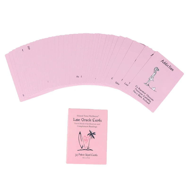 54Pcs Pink Wellness Love Oracle Card Tarot Prophecy Divination Family Party Board Game