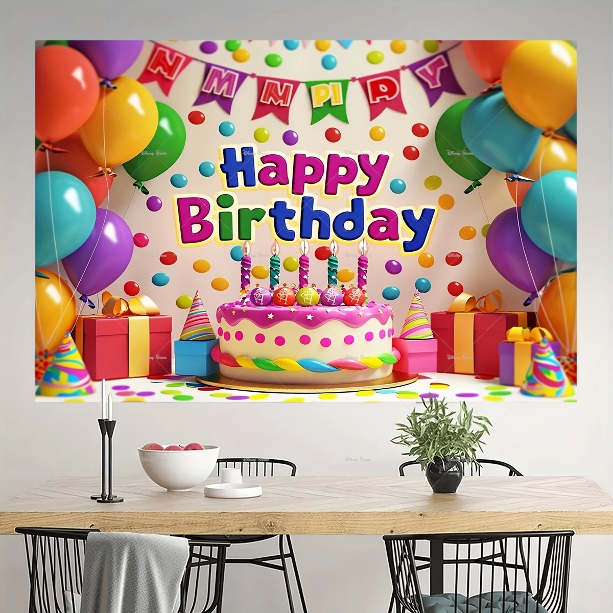 لافتة خلفية لحفلات أعياد الميلاد للأطفال والكبار لتزيين حفلات أعياد الميلاد وخلفية الصورة النيون المتوهجة في لوازم الحفلات المظلمة #5